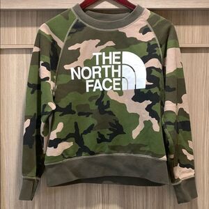 The North Face Green and Tan Camouflage Crewneck